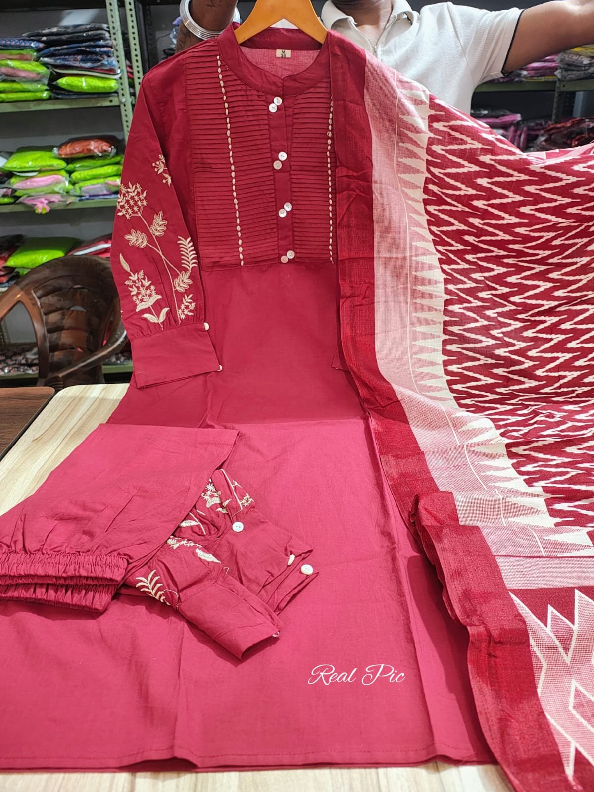 Pure Cotton Afghani Kurta Set with Dupatta